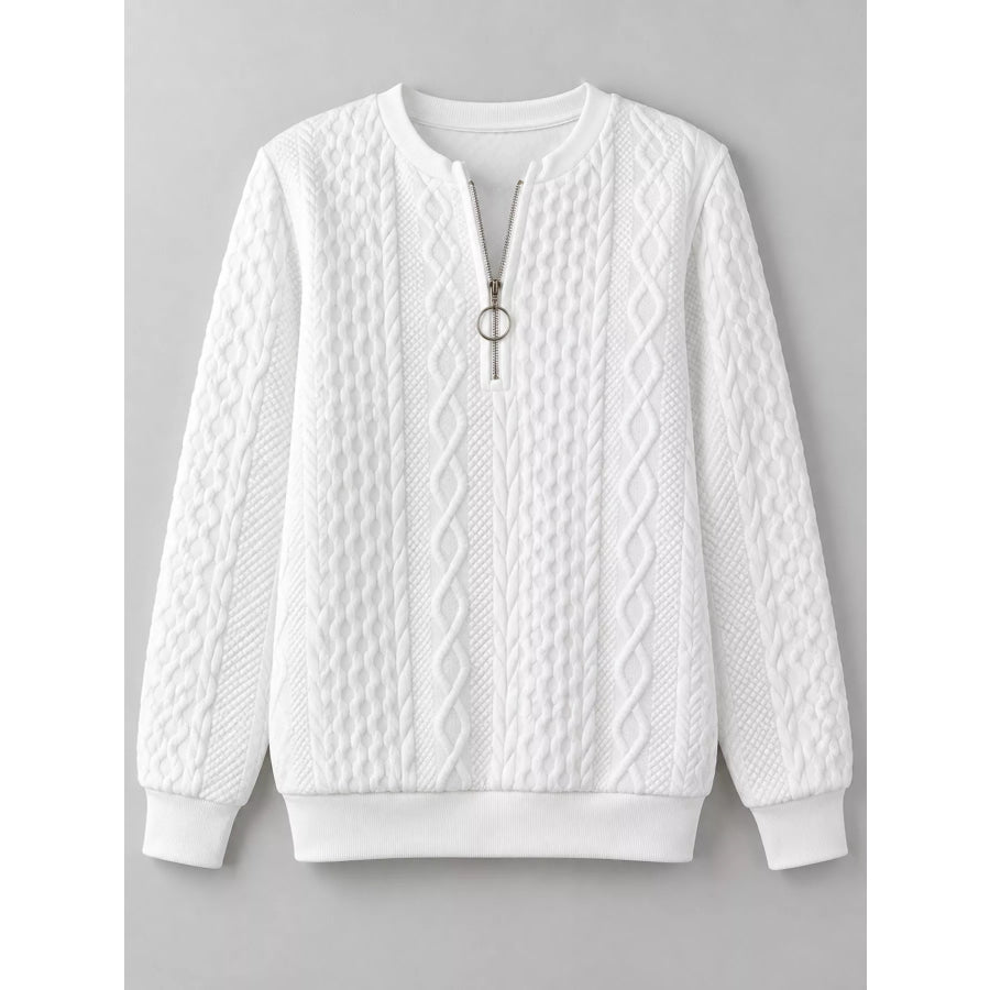 Full Size Quarter-Zip Cable Knit Sweatshirt Plus Apparel and Accessories