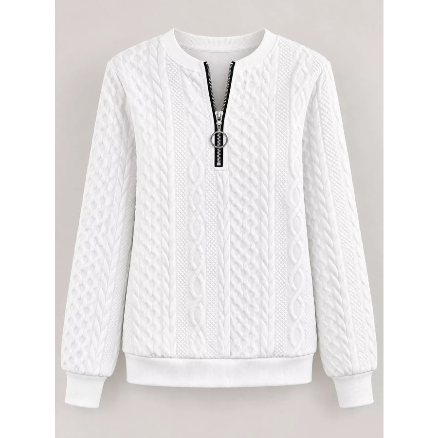 Full Size Quarter-Zip Cable Knit Sweatshirt Plus Apparel and Accessories