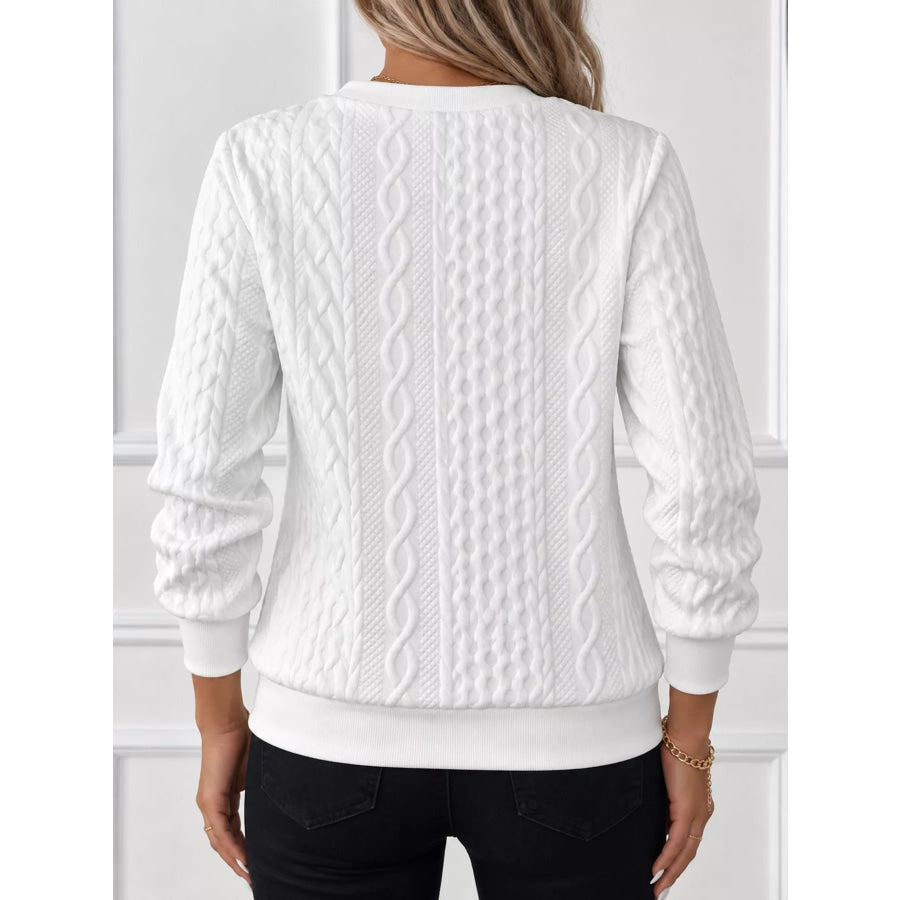 Full Size Quarter-Zip Cable Knit Sweatshirt Plus Apparel and Accessories
