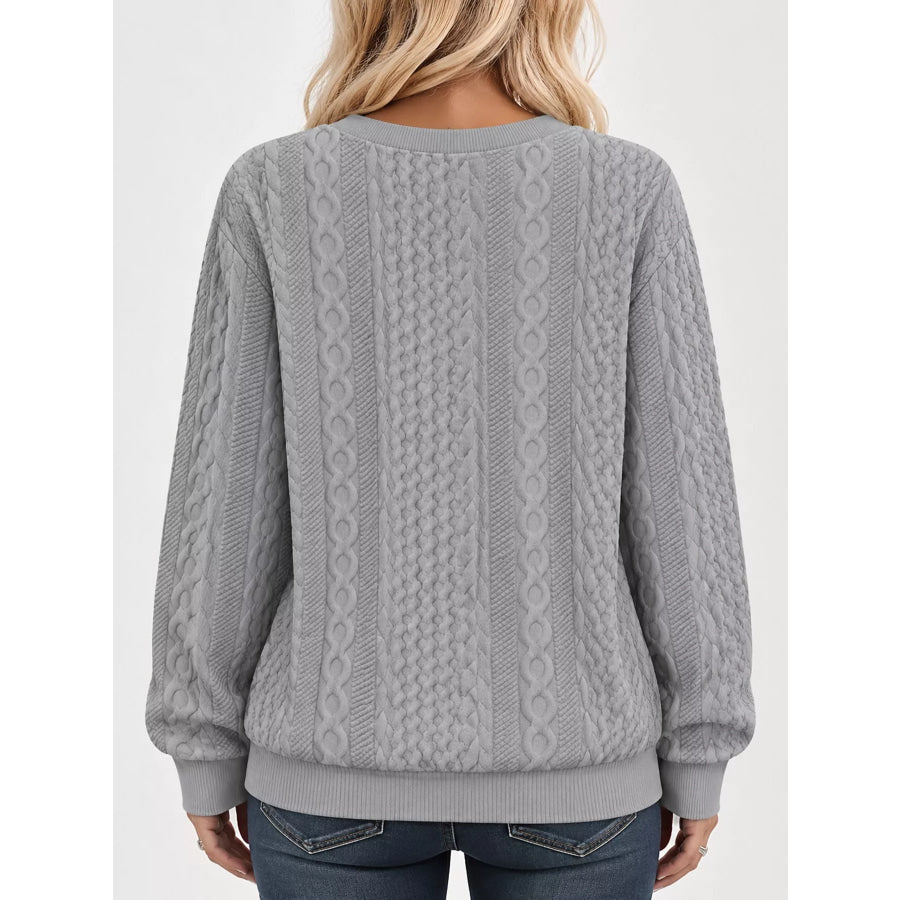 Full Size Quarter-Zip Cable Knit Sweatshirt Plus Apparel and Accessories