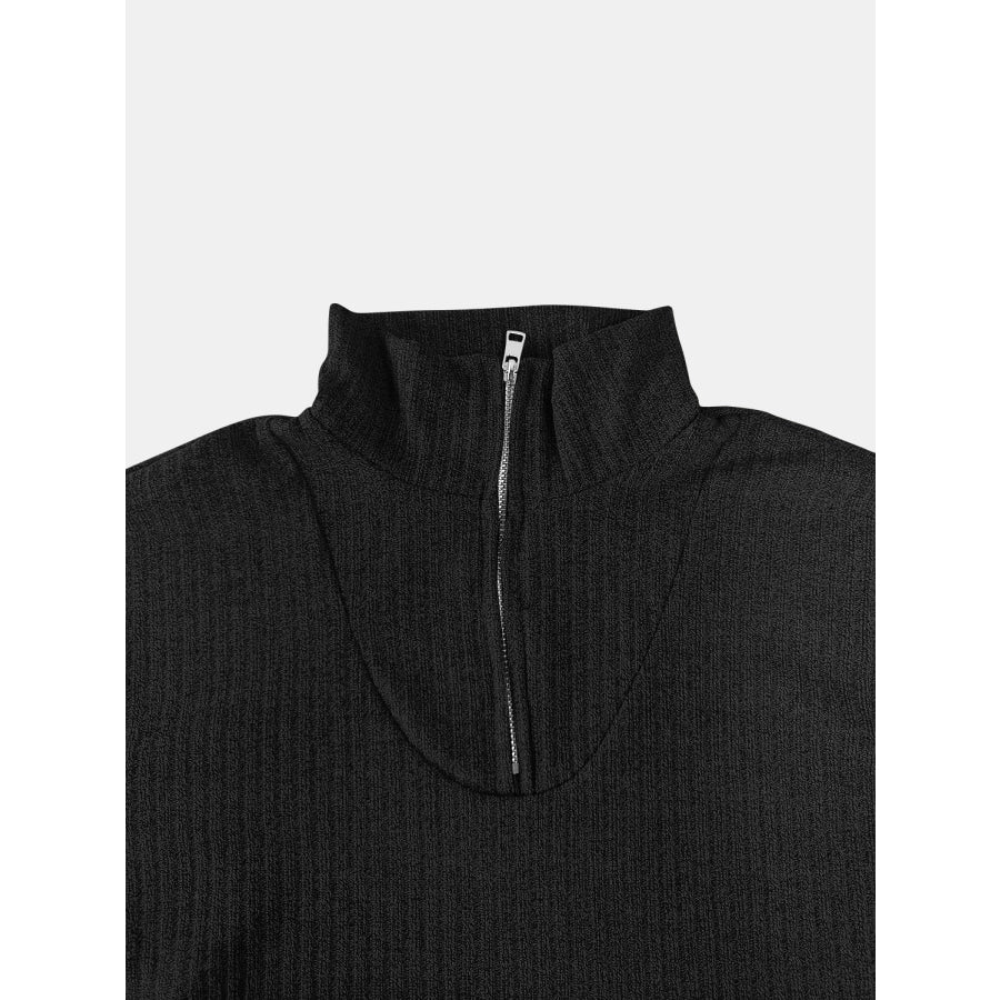 Full Size Quarter Zip Long Sleeve Top Apparel and Accessories