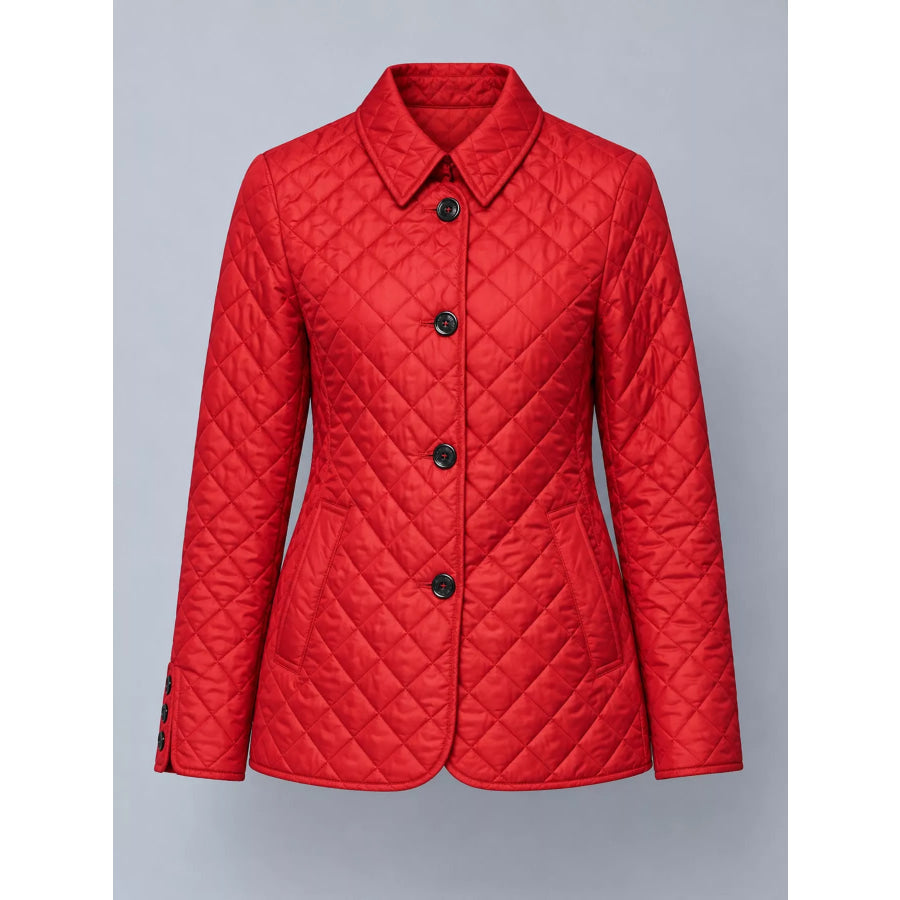 Full Size Quilted Lightweight Button-Down Jacket Plus Apparel and Accessories