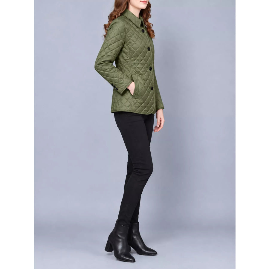 Full Size Quilted Lightweight Button-Down Jacket Plus Apparel and Accessories