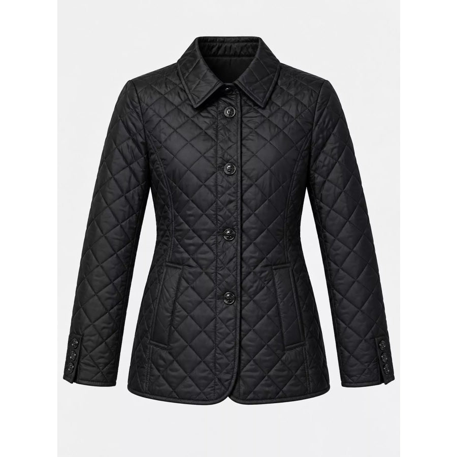 Full Size Quilted Lightweight Button-Down Jacket Plus Apparel and Accessories