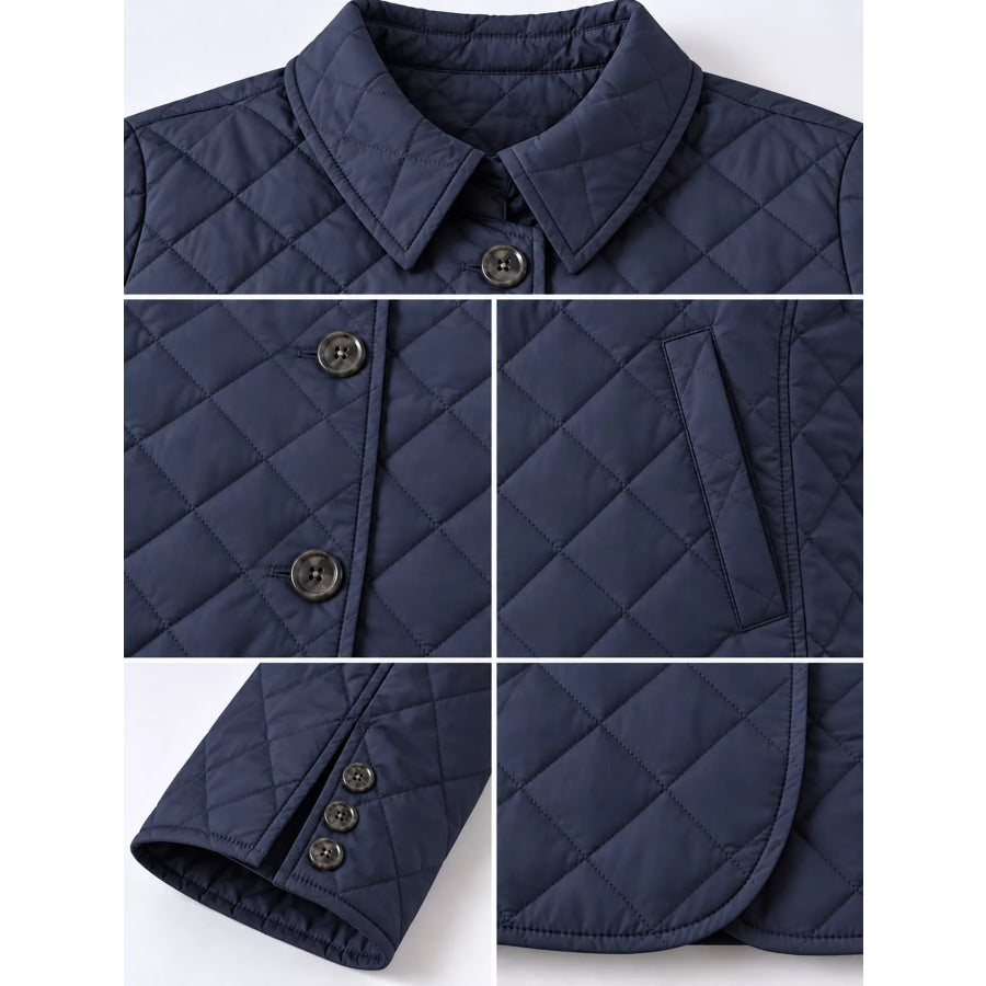 Full Size Quilted Lightweight Button-Down Jacket Plus Apparel and Accessories