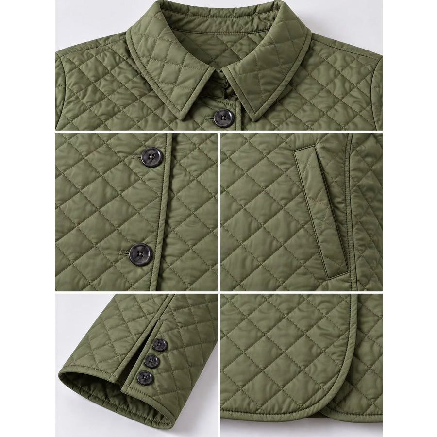 Full Size Quilted Lightweight Button-Down Jacket Plus Apparel and Accessories