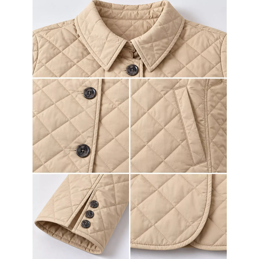 Full Size Quilted Lightweight Button-Down Jacket Plus Apparel and Accessories