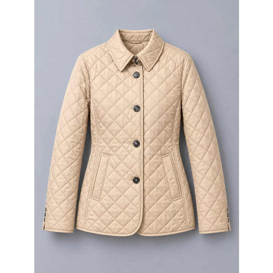 Full Size Quilted Lightweight Button-Down Jacket Plus Apparel and Accessories