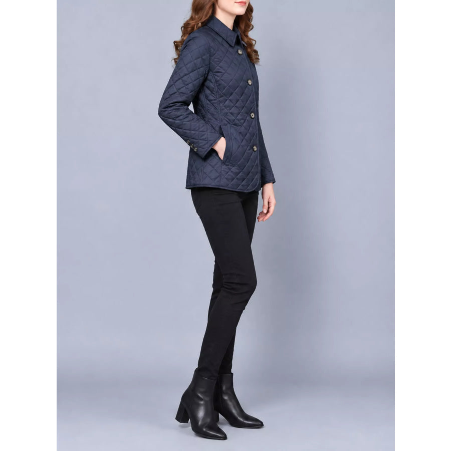 Full Size Quilted Lightweight Button-Down Jacket Plus Apparel and Accessories