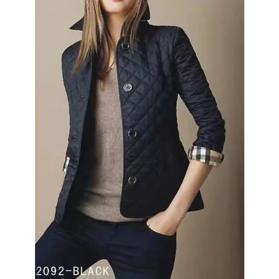 Full Size Quilted Lightweight Button-Down Jacket Plus Apparel and Accessories