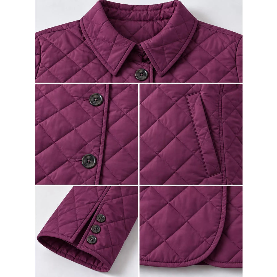Full Size Quilted Lightweight Button-Down Jacket Plus Apparel and Accessories