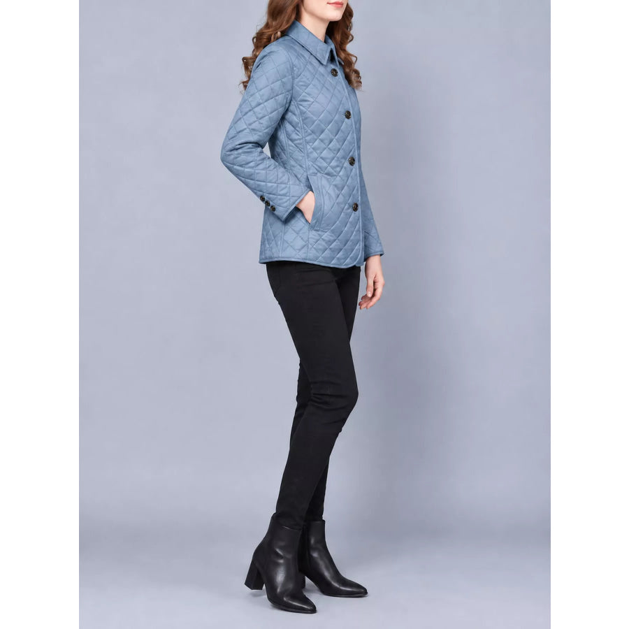 Full Size Quilted Lightweight Button-Down Jacket Plus Apparel and Accessories