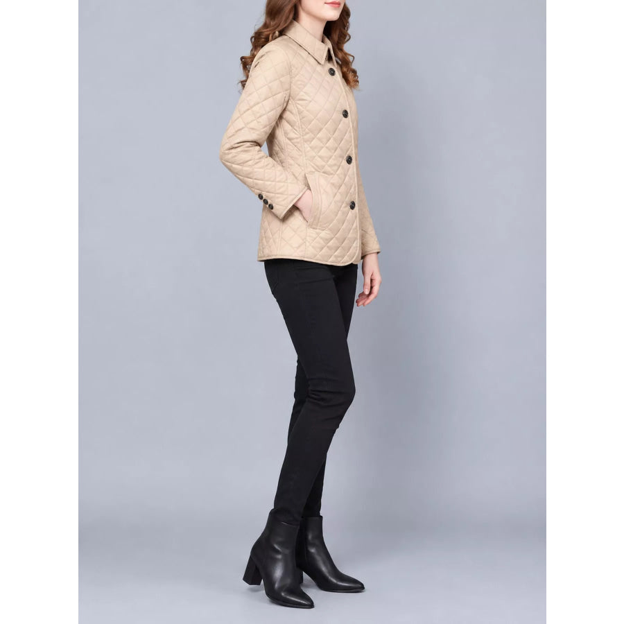 Full Size Quilted Lightweight Button-Down Jacket Plus Apparel and Accessories