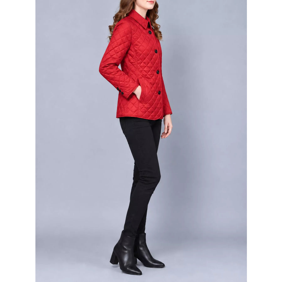 Full Size Quilted Lightweight Button-Down Jacket Plus Apparel and Accessories