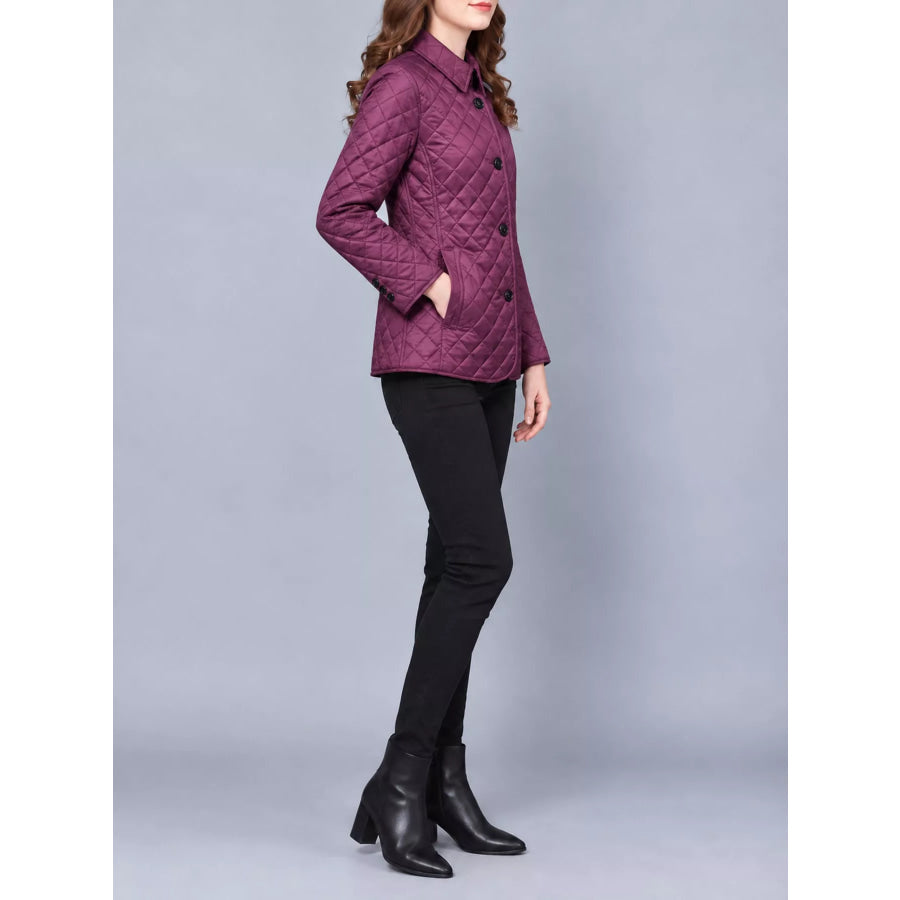 Full Size Quilted Lightweight Button-Down Jacket Plus Apparel and Accessories