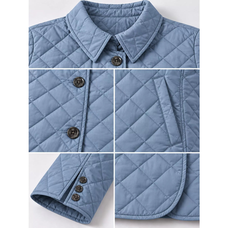Full Size Quilted Lightweight Button-Down Jacket Plus Apparel and Accessories