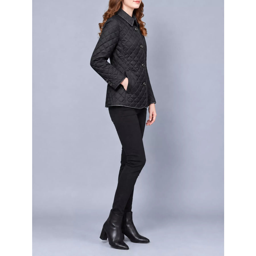 Full Size Quilted Lightweight Button-Down Jacket Plus Apparel and Accessories