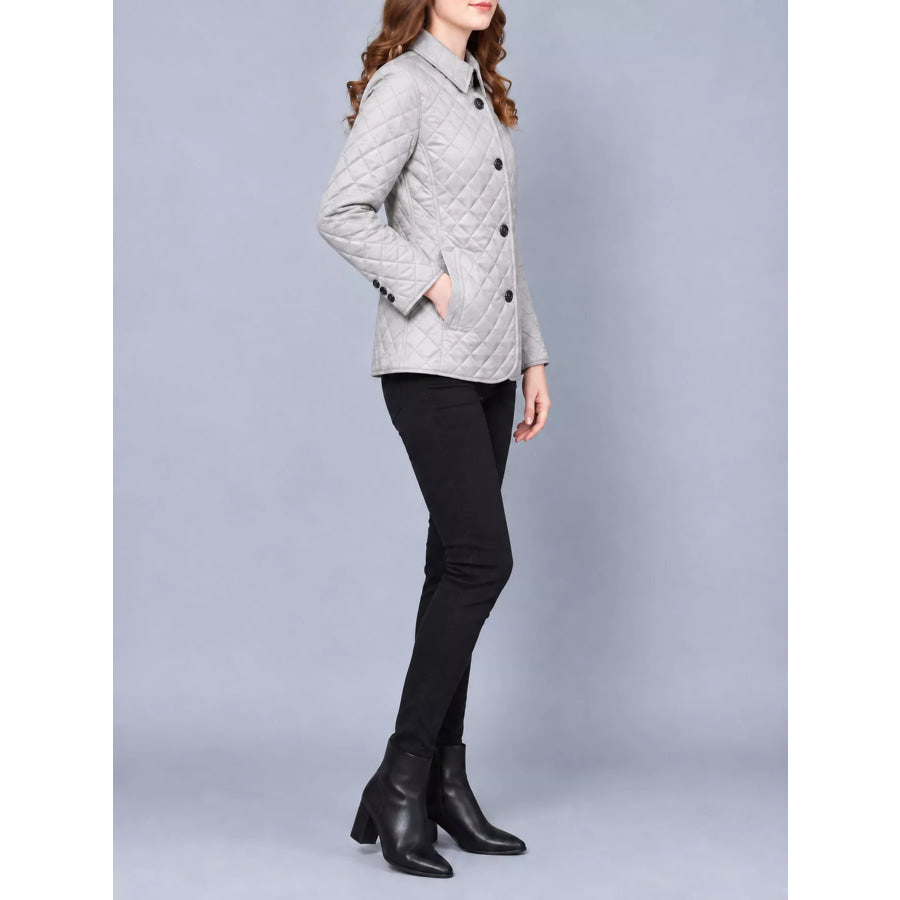 Full Size Quilted Lightweight Button-Down Jacket Plus Apparel and Accessories
