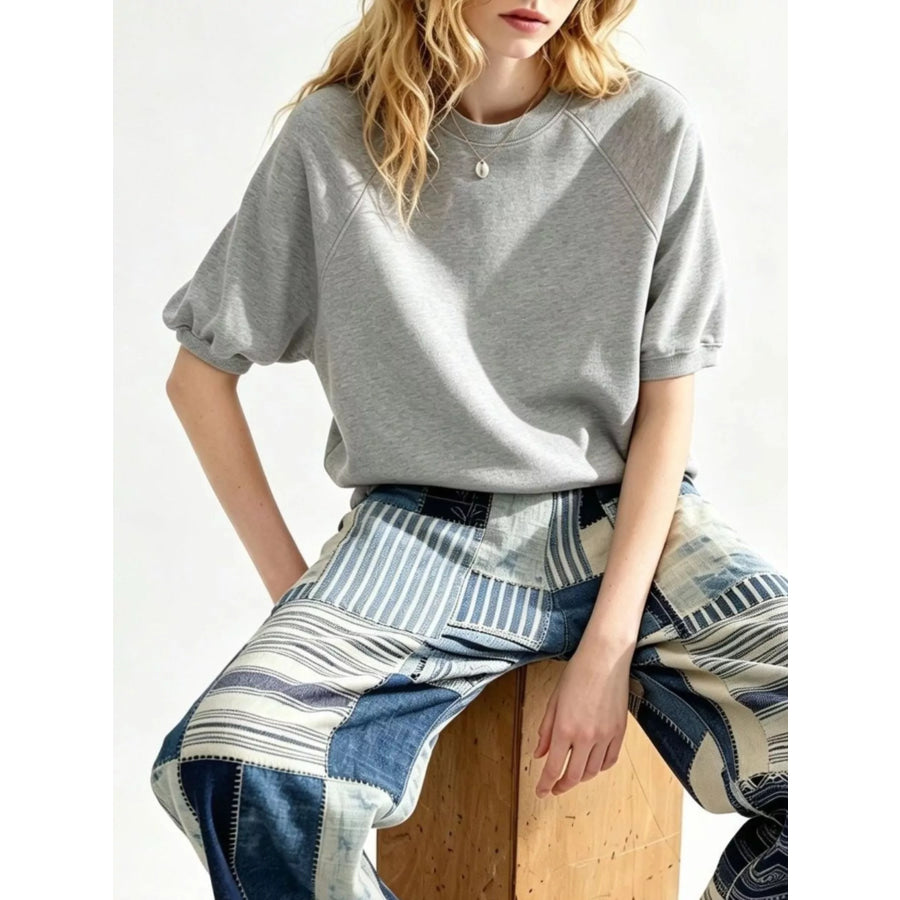 Full Size Raglan Short-Sleeve Sweatshirt Plus Apparel and Accessories