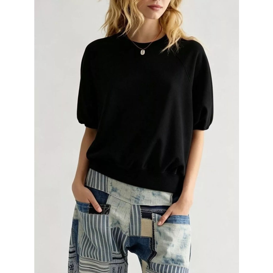 Full Size Raglan Short-Sleeve Sweatshirt Plus Apparel and Accessories