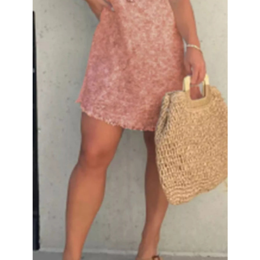Full Size Raw Hem Short Sleeve Dress Plus Size Apparel and Accessories