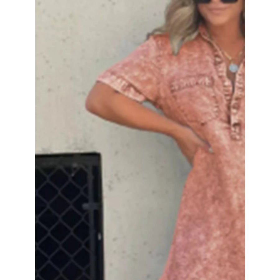 Full Size Raw Hem Short Sleeve Dress Plus Size Apparel and Accessories