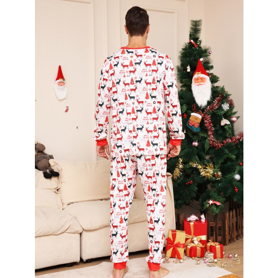 Full Size Reindeer Print Top and Pants Set