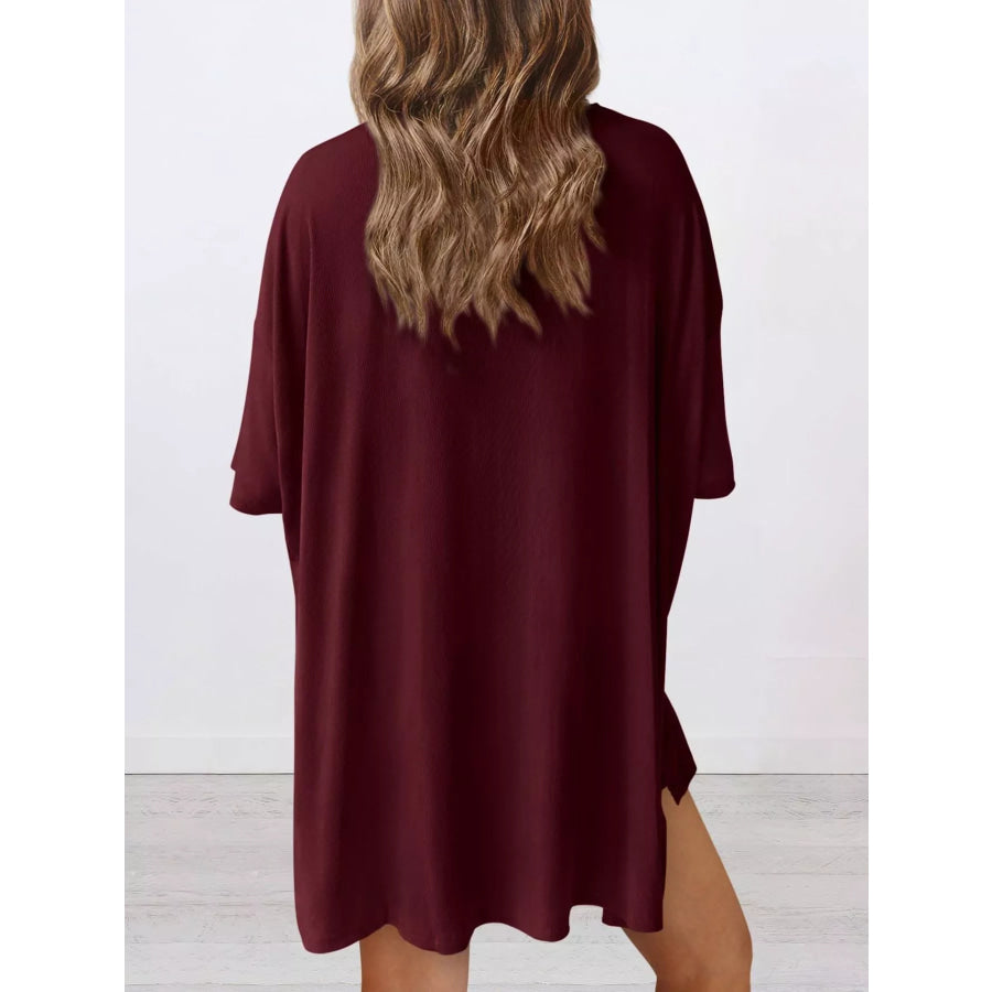 Full Size Relaxed Fit Round Neck Top and Shorts Two-Piece Set Plus Size Apparel and Accessories