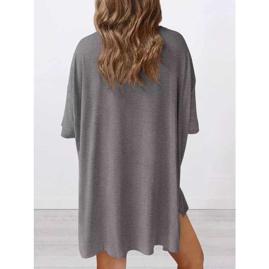 Full Size Relaxed Fit Round Neck Top and Shorts Two-Piece Set Plus Size Apparel and Accessories