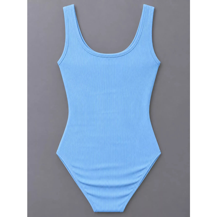 Full Size Ribbed Knit Sleeveless Scoop Neck Bodysuit Plus Apparel and Accessories