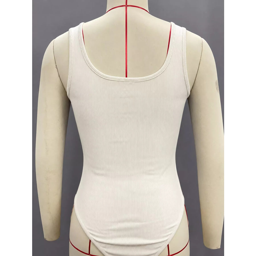 Full Size Ribbed Knit Sleeveless Scoop Neck Bodysuit Plus Apparel and Accessories