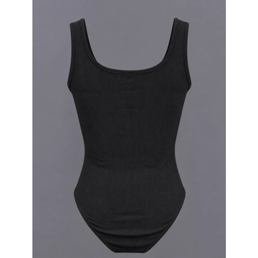 Full Size Ribbed Knit Sleeveless Scoop Neck Bodysuit Plus Apparel and Accessories