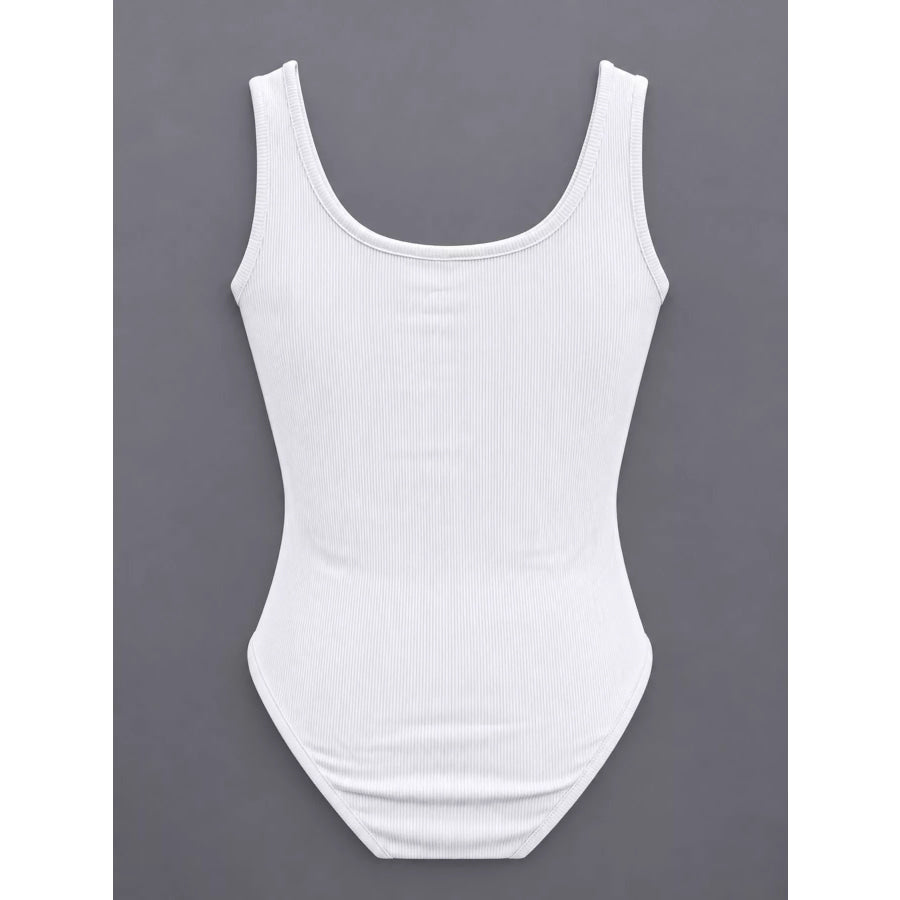 Full Size Ribbed Knit Sleeveless Scoop Neck Bodysuit Plus Apparel and Accessories