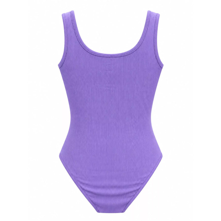 Full Size Ribbed Knit Sleeveless Scoop Neck Bodysuit Plus Apparel and Accessories