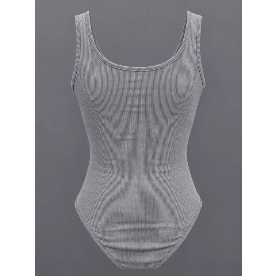 Full Size Ribbed Knit Sleeveless Scoop Neck Bodysuit Plus Apparel and Accessories