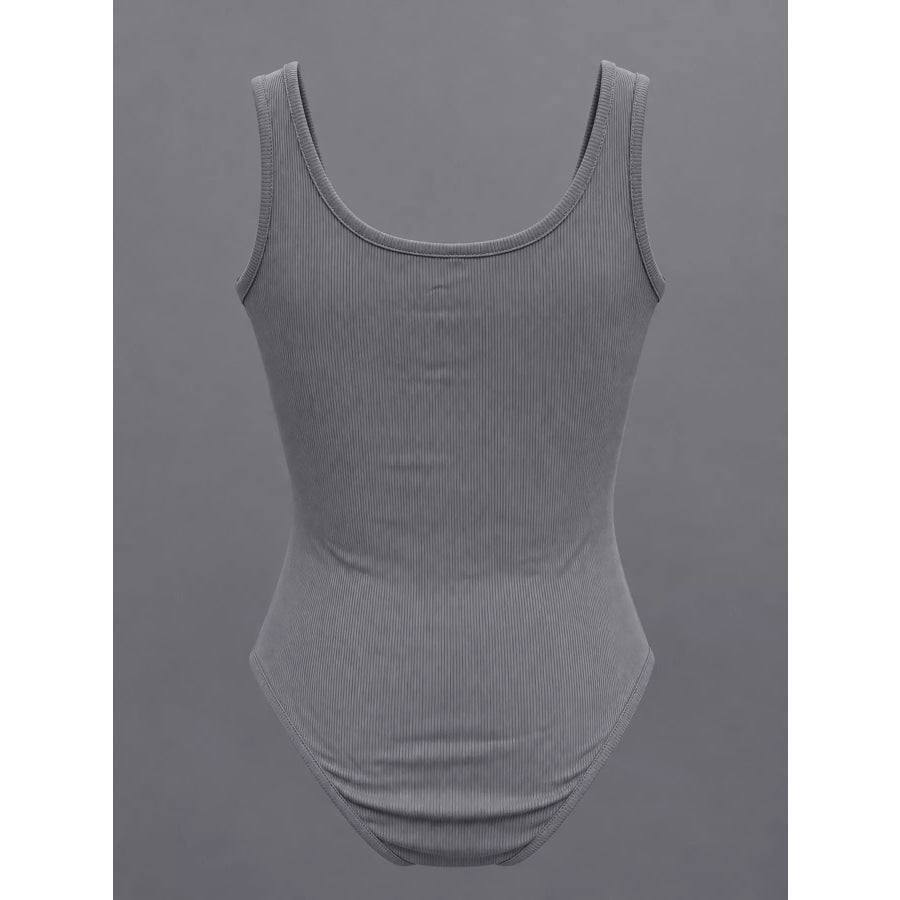 Full Size Ribbed Knit Sleeveless Scoop Neck Bodysuit Plus Apparel and Accessories