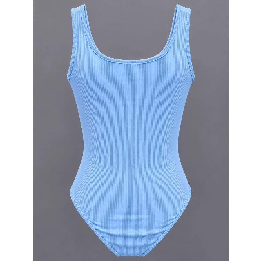 Full Size Ribbed Knit Sleeveless Scoop Neck Bodysuit Plus Apparel and Accessories