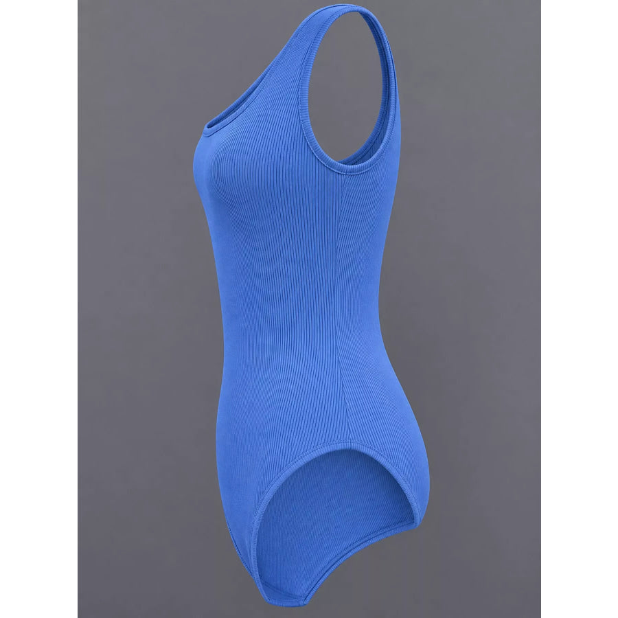 Full Size Ribbed Knit Sleeveless Scoop Neck Bodysuit Plus Apparel and Accessories