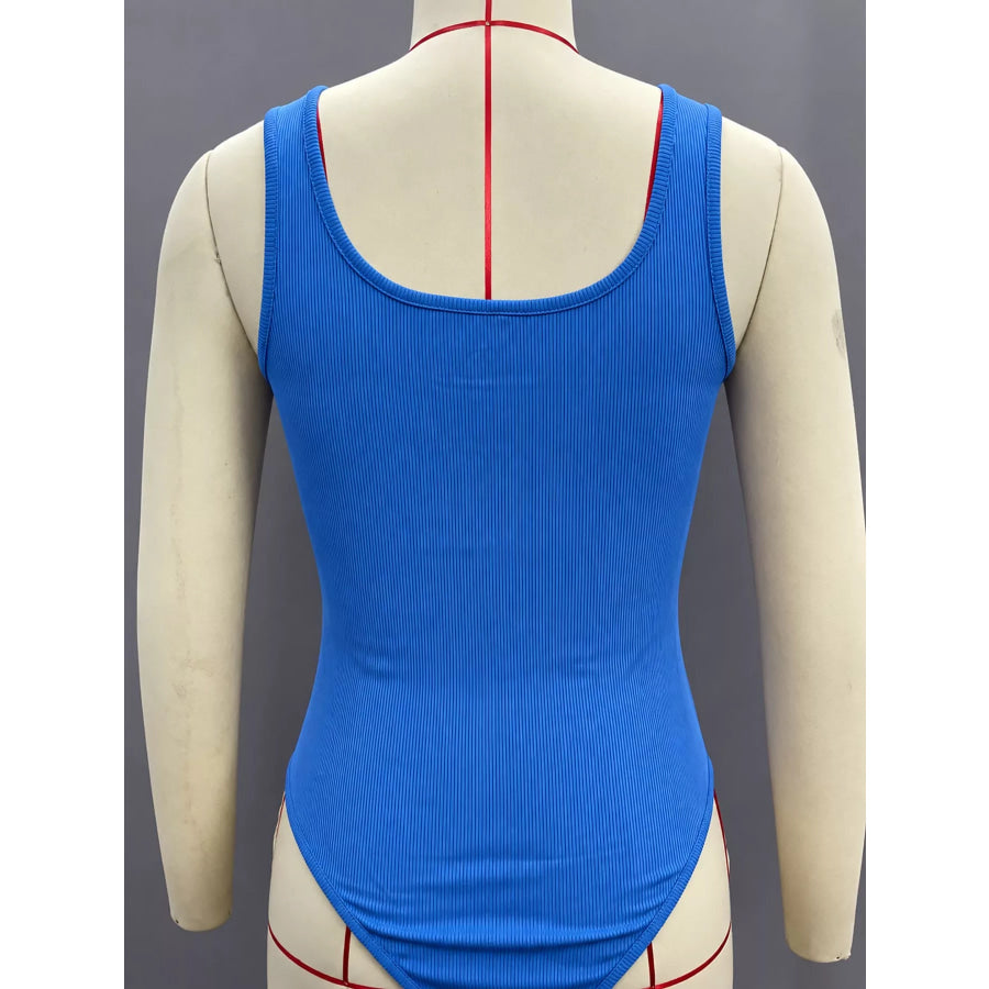 Full Size Ribbed Knit Sleeveless Scoop Neck Bodysuit Plus Apparel and Accessories