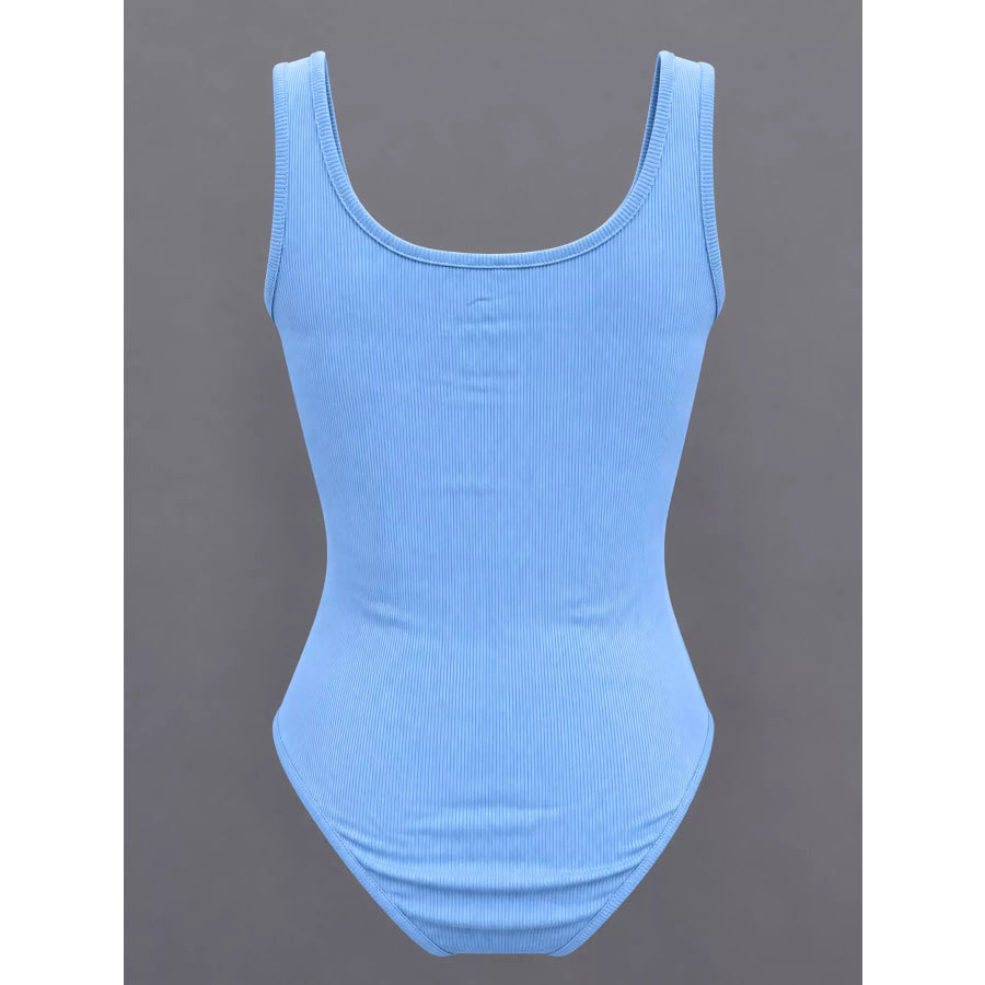 Full Size Ribbed Knit Sleeveless Scoop Neck Bodysuit Plus Apparel and Accessories
