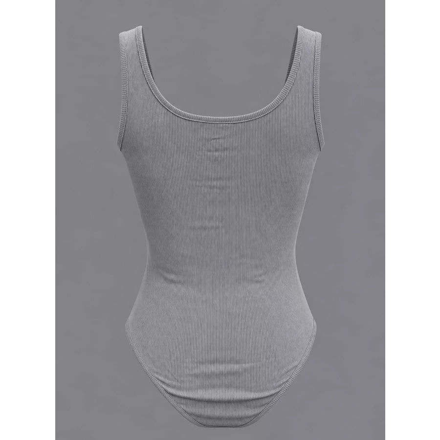 Full Size Ribbed Knit Sleeveless Scoop Neck Bodysuit Plus Apparel and Accessories