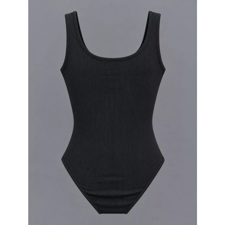 Full Size Ribbed Knit Sleeveless Scoop Neck Bodysuit Plus Apparel and Accessories