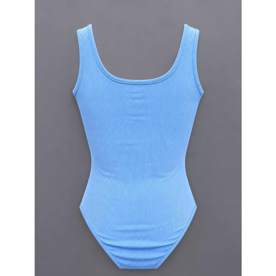 Full Size Ribbed Knit Sleeveless Scoop Neck Bodysuit Plus Apparel and Accessories