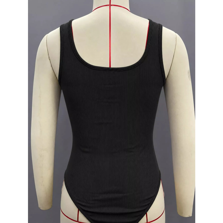 Full Size Ribbed Knit Sleeveless Scoop Neck Bodysuit Plus Apparel and Accessories