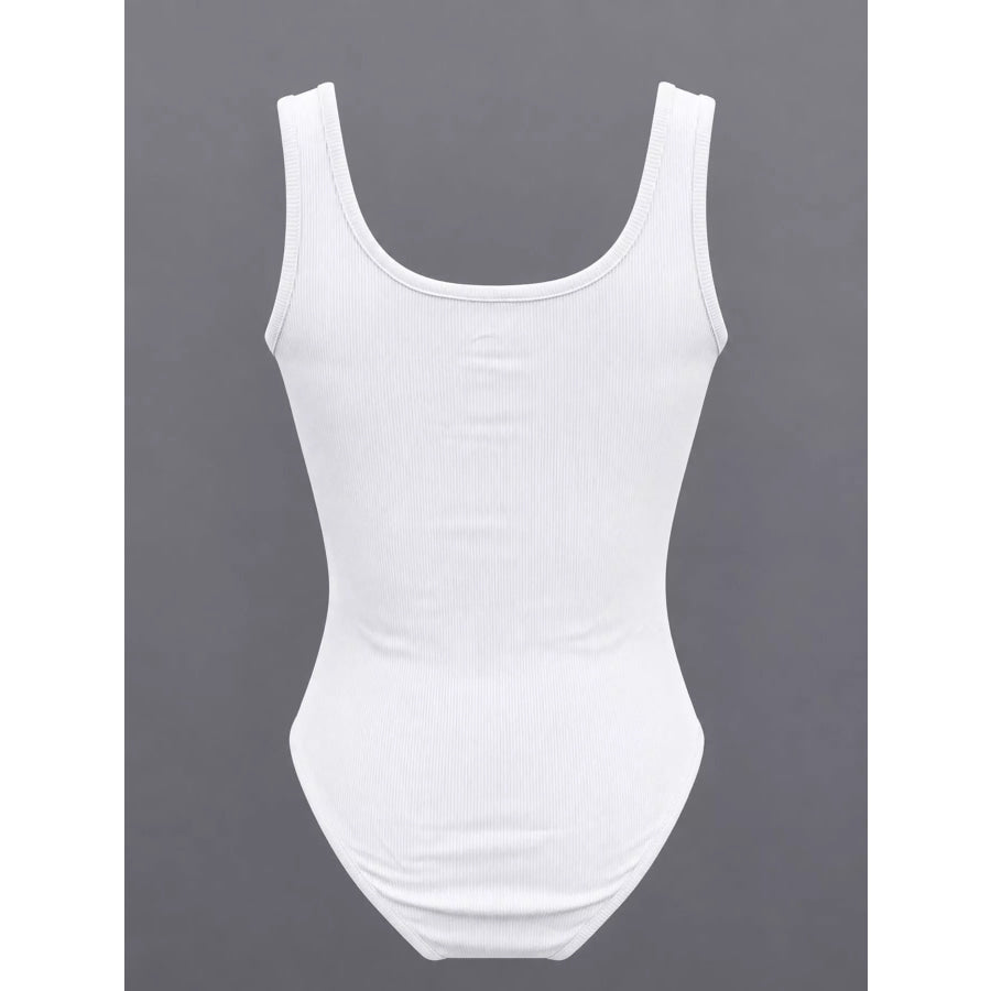 Full Size Ribbed Knit Sleeveless Scoop Neck Bodysuit Plus Apparel and Accessories
