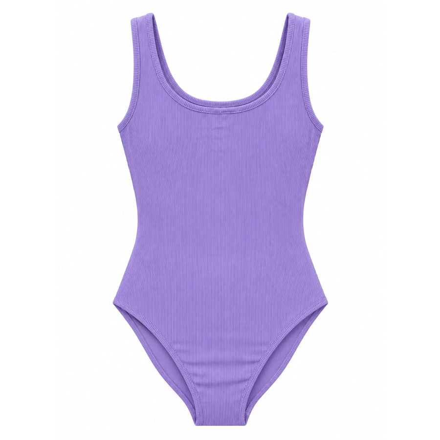 Full Size Ribbed Knit Sleeveless Scoop Neck Bodysuit Plus Apparel and Accessories