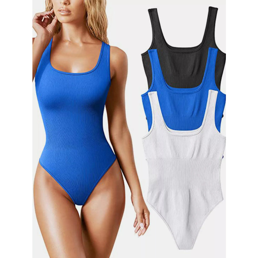 Full Size Ribbed Knit Sleeveless Scoop Neck Bodysuit Plus Apparel and Accessories