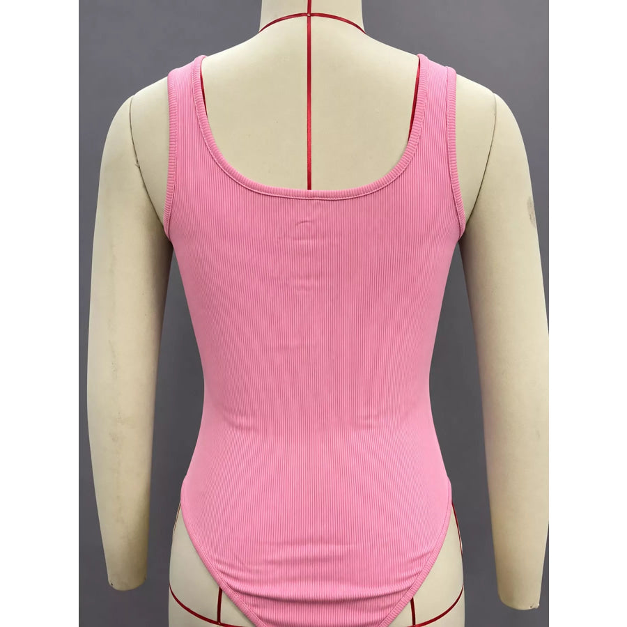 Full Size Ribbed Knit Sleeveless Scoop Neck Bodysuit Plus Apparel and Accessories
