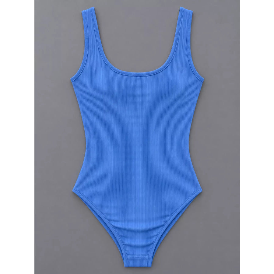 Full Size Ribbed Knit Sleeveless Scoop Neck Bodysuit Plus Apparel and Accessories