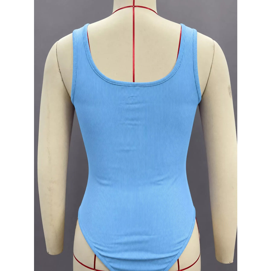 Full Size Ribbed Knit Sleeveless Scoop Neck Bodysuit Plus Apparel and Accessories